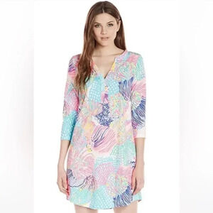 Lilly Pulitzer Roar of the Seas Ali V Neck 3/4 Sleeve Dress Size X-small‎
